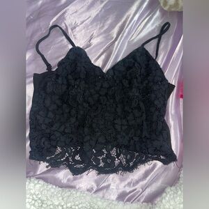 Black Lace Crop Top